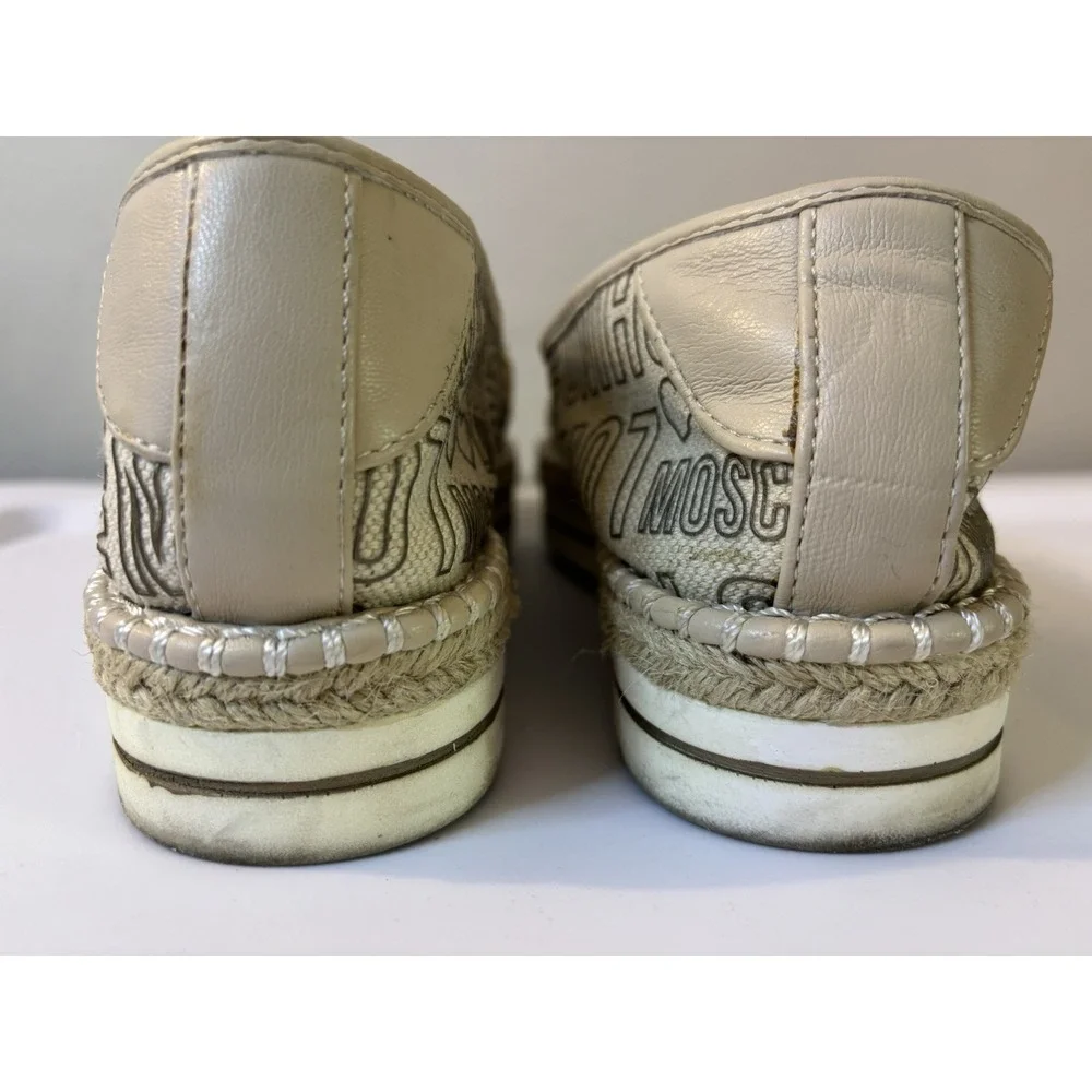 LOVE MOSCHINO Logo Beige Canvas Espadrilles 38 US‎ 8 Platform